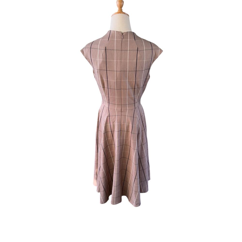 NWT Gal Meets Glam Eva Windowpane Plaid Elegant Beige Mult Dress Size 4 Preppy - Picture 10 of 12